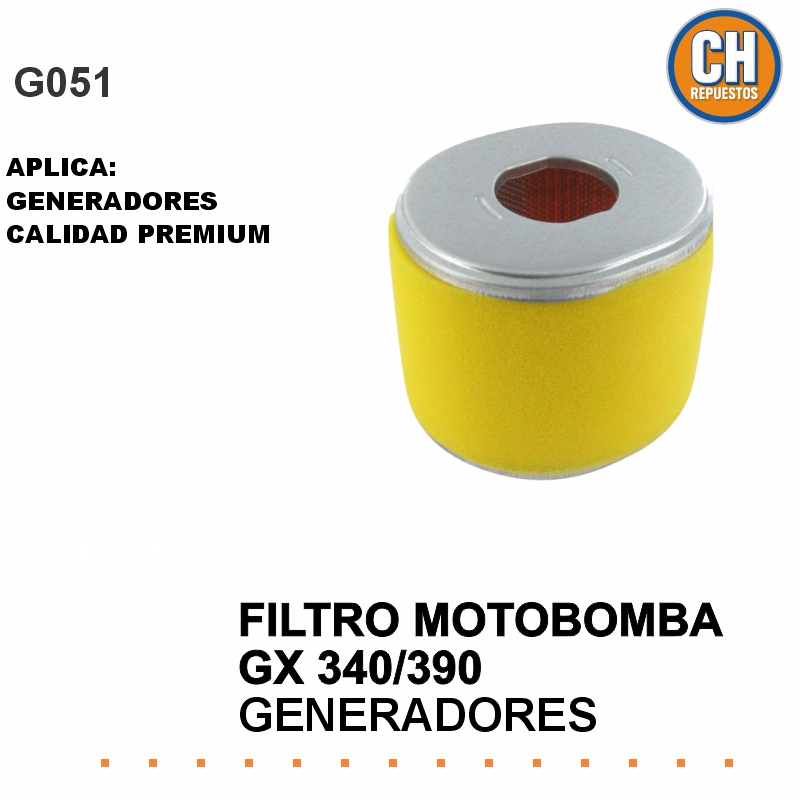 FILTRO DE AIRE MOTOBOMBA GX340/390