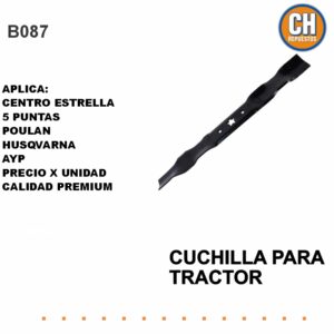 CUCHILLA PARA TRACTOR 42", CENTRO ESTRELLA, 5 PUNTAS, P/ POULAN/HUSQ/AYP