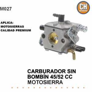 CARBURADOR MOTOSIERRA 52CC SIN BOMBIN