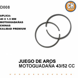 AROS DE PISTON DESMALEZADORA 43CC 40X1 5 MM",